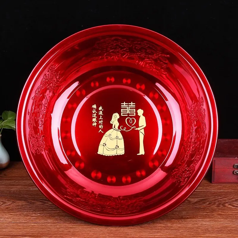 Red Wedding Washbasin Set for Women's Dowry - Traditional Chinese Wedding Supplies, Includes Washbasin and Accessories thumbnail 6