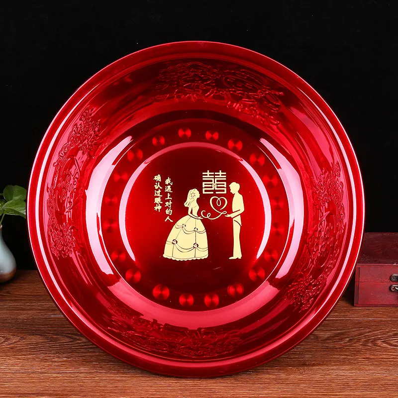 Red Wedding Washbasin Set for Women's Dowry - Traditional Chinese Wedding Supplies, Includes Washbasin and Accessories thumbnail 10