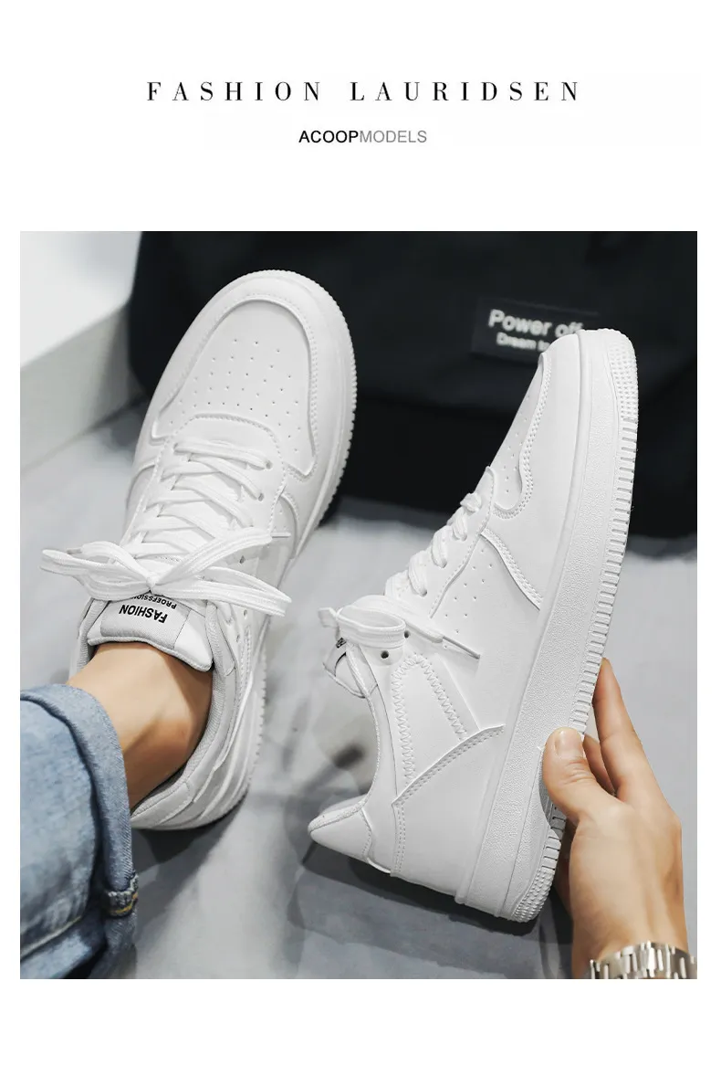 Men's Low-Top Sneakers - 2026 Spring Trendy Breathable White Casual Shoes for Students - Versatile Fashion Sneakers showcase 16