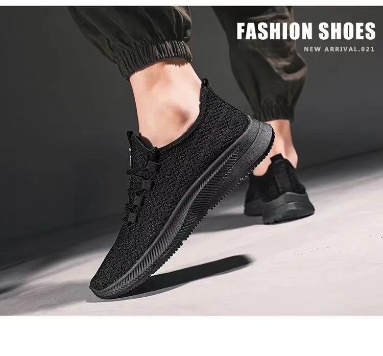 Men's Breathable Mesh Running Shoes - Lightweight Summer Sneakers, Hollow Design, Black Fashionable Sports Shoes for Men showcase 7