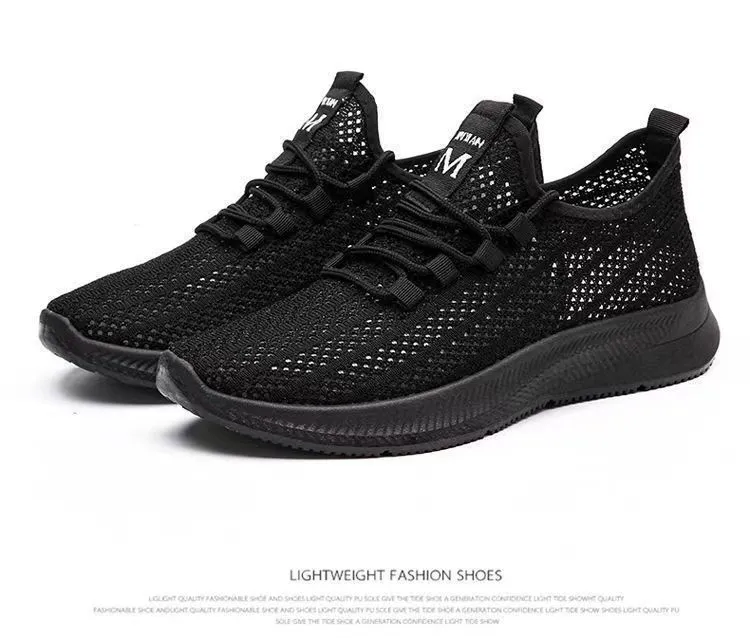 Men's Breathable Mesh Running Shoes - Lightweight Summer Sneakers, Hollow Design, Black Fashionable Sports Shoes for Men showcase 10