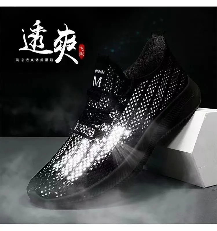 Men's Breathable Mesh Running Shoes - Lightweight Summer Sneakers, Hollow Design, Black Fashionable Sports Shoes for Men showcase 5