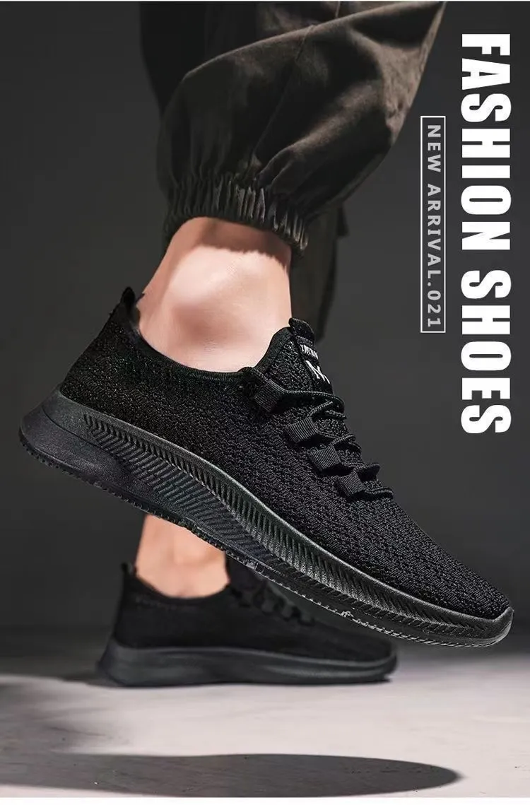 Men's Breathable Mesh Running Shoes - Lightweight Summer Sneakers, Hollow Design, Black Fashionable Sports Shoes for Men showcase 8