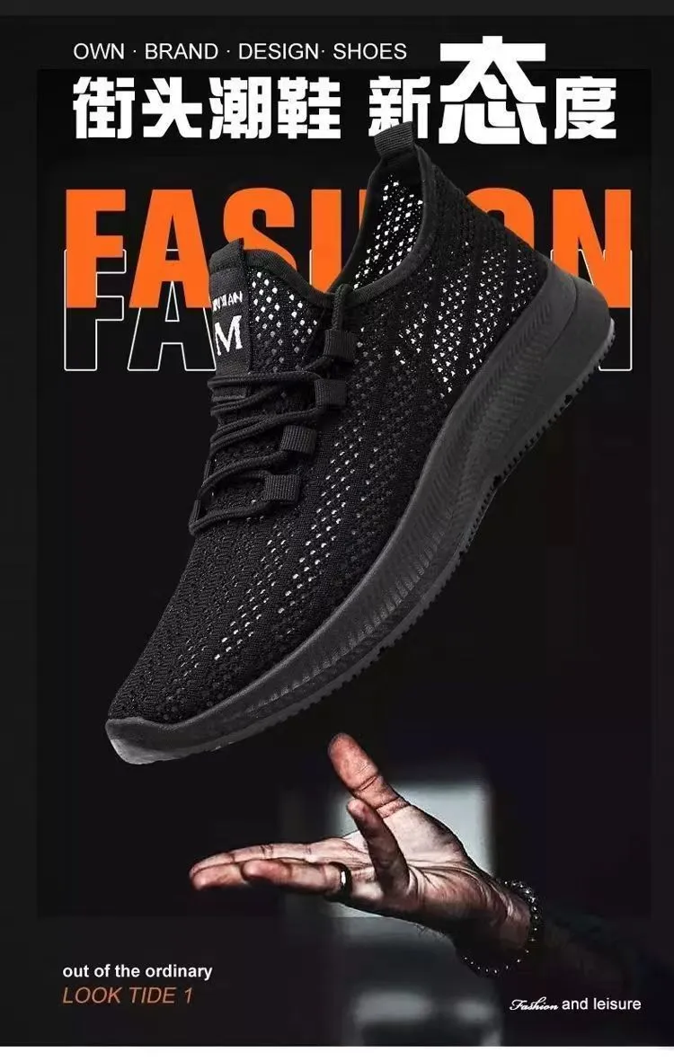 Men's Breathable Mesh Running Shoes - Lightweight Summer Sneakers, Hollow Design, Black Fashionable Sports Shoes for Men showcase 2
