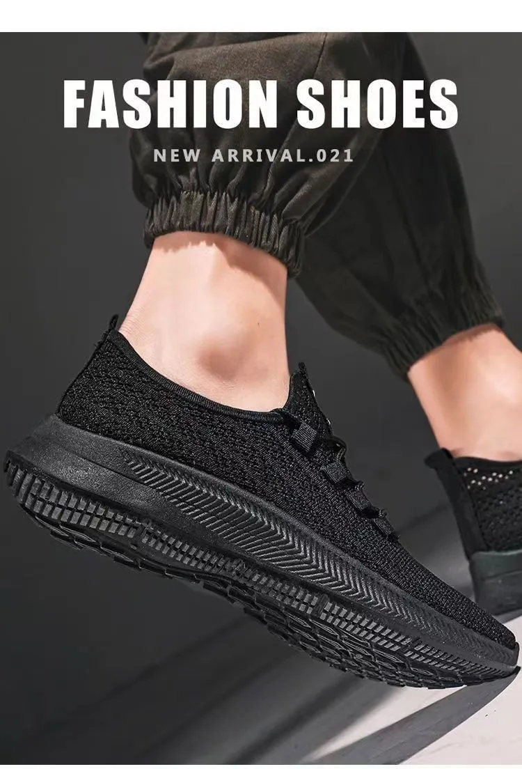 Men's Breathable Mesh Running Shoes - Lightweight Summer Sneakers, Hollow Design, Black Fashionable Sports Shoes for Men showcase 9