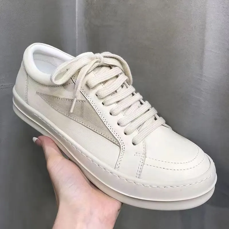 Men's Leather Casual Shoes Thick Sole Fashion Sneakers Trendy Breathable Spring Footwear Niche Design for Boys and Young Men thumbnail 3