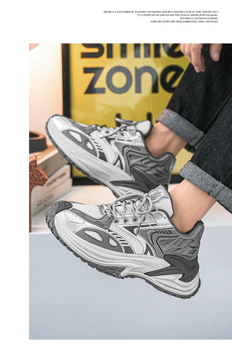 Men's Rattlesnake Dad Sneakers 2025 New Autumn Mesh Breathable Height Increasing Sports Casual Shoes Putian Style showcase 16