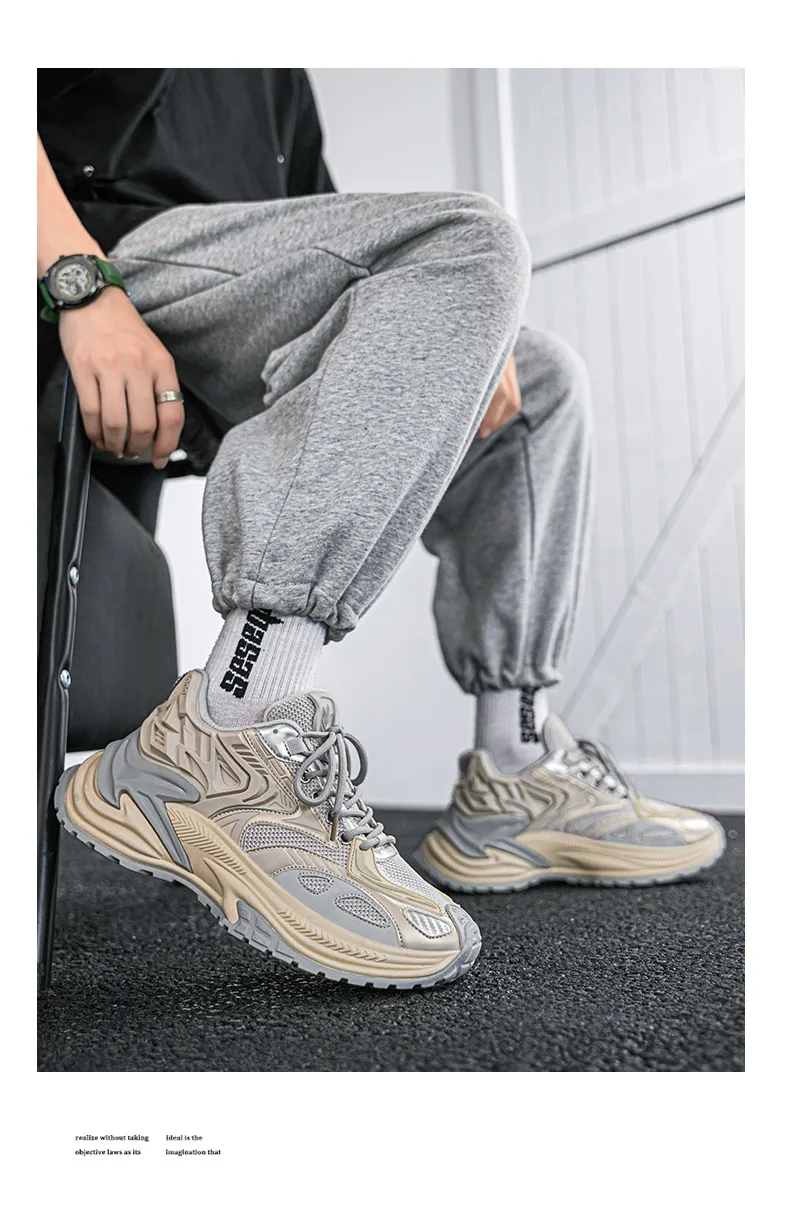 Men's Rattlesnake Dad Sneakers 2025 New Autumn Mesh Breathable Height Increasing Sports Casual Shoes Putian Style showcase 6