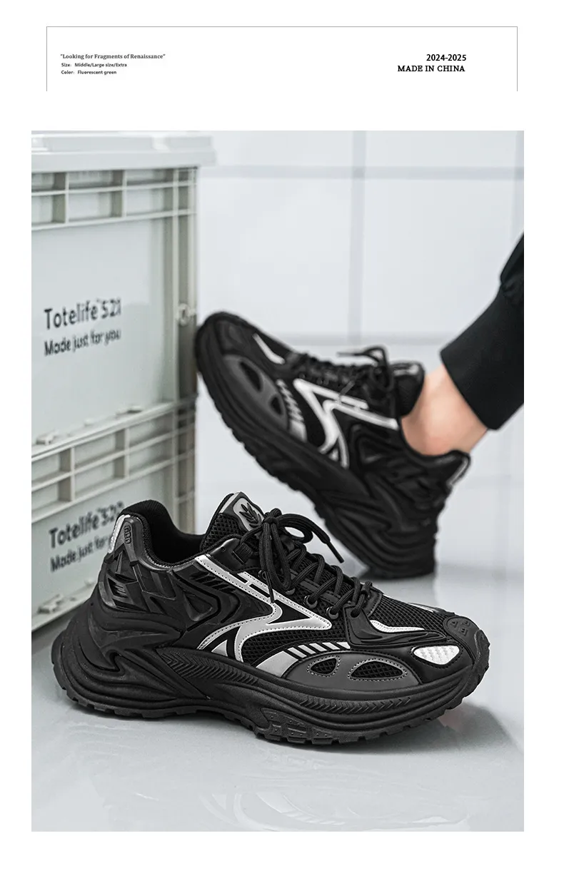 Men's Rattlesnake Dad Sneakers 2025 New Autumn Mesh Breathable Height Increasing Sports Casual Shoes Putian Style showcase 19