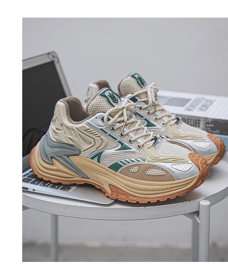 Men's Rattlesnake Dad Sneakers 2025 New Autumn Mesh Breathable Height Increasing Sports Casual Shoes Putian Style showcase 9
