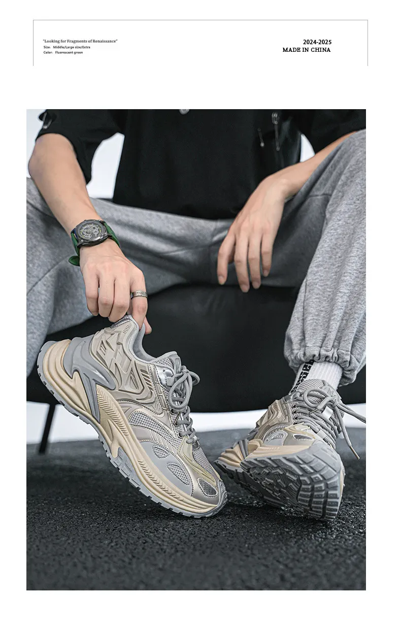 Men's Rattlesnake Dad Sneakers 2025 New Autumn Mesh Breathable Height Increasing Sports Casual Shoes Putian Style showcase 11