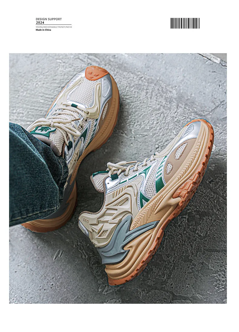 Men's Rattlesnake Dad Sneakers 2025 New Autumn Mesh Breathable Height Increasing Sports Casual Shoes Putian Style showcase 10