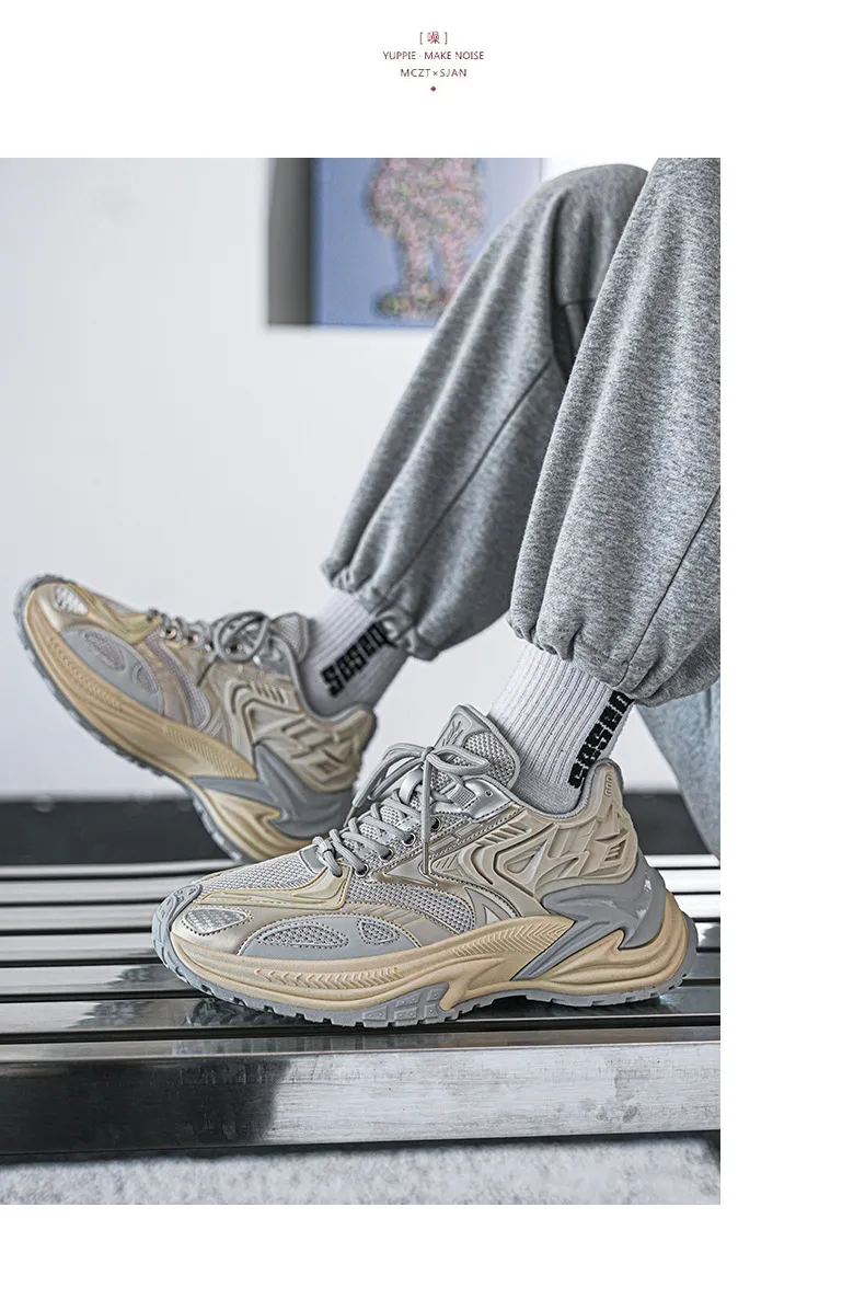 Men's Rattlesnake Dad Sneakers 2025 New Autumn Mesh Breathable Height Increasing Sports Casual Shoes Putian Style showcase 13