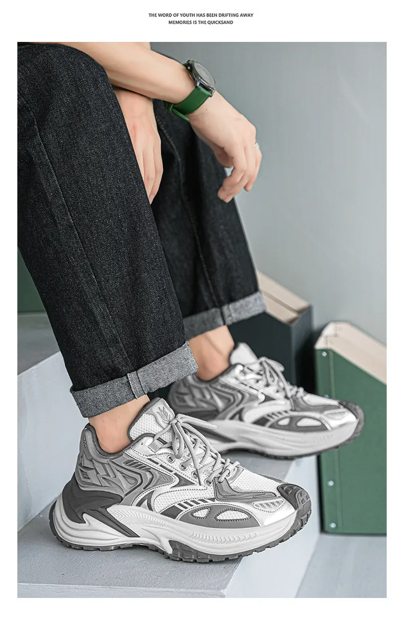 Men's Rattlesnake Dad Sneakers 2025 New Autumn Mesh Breathable Height Increasing Sports Casual Shoes Putian Style showcase 17