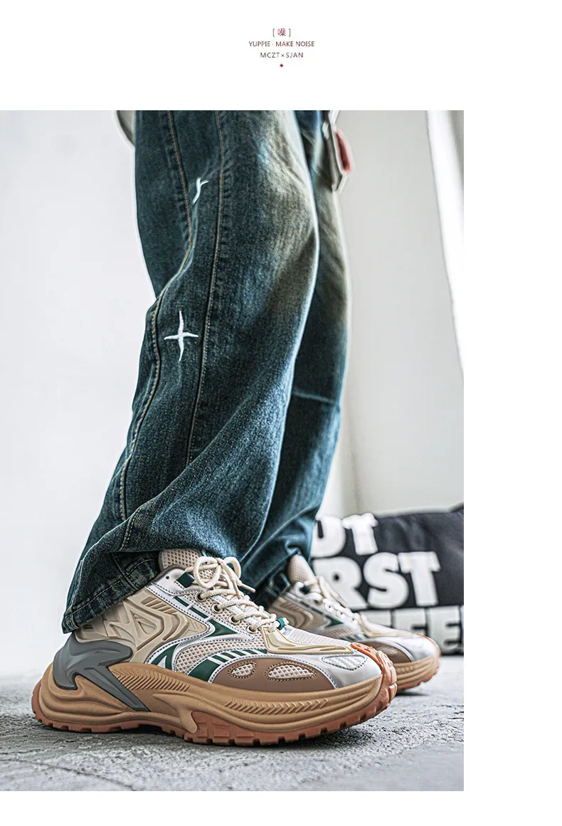 Men's Rattlesnake Dad Sneakers 2025 New Autumn Mesh Breathable Height Increasing Sports Casual Shoes Putian Style showcase 8