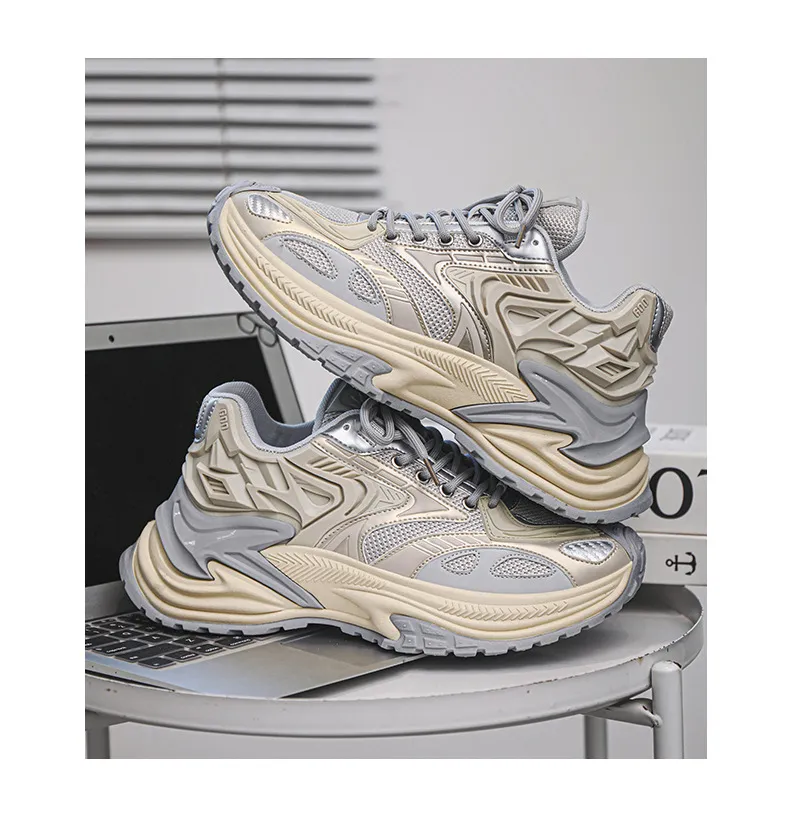Men's Rattlesnake Dad Sneakers 2025 New Autumn Mesh Breathable Height Increasing Sports Casual Shoes Putian Style showcase 12