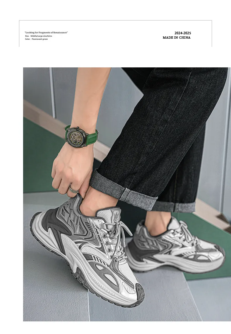 Men's Rattlesnake Dad Sneakers 2025 New Autumn Mesh Breathable Height Increasing Sports Casual Shoes Putian Style showcase 14