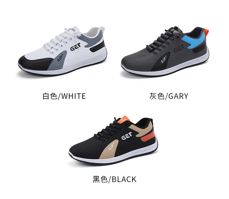 Men's Leather Slip-On Sneakers Breathable Casual Walking Shoes Lightweight Thick Sole Sports Running Shoes for Spring, Forrest Gump Style showcase 3