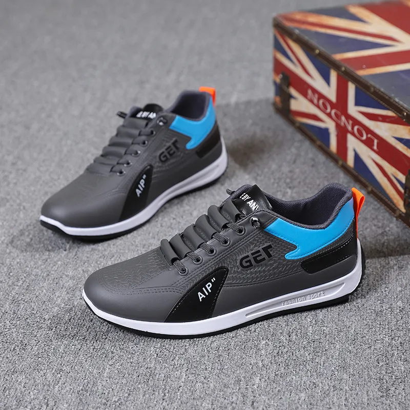 Men's Leather Slip-On Sneakers Breathable Casual Walking Shoes Lightweight Thick Sole Sports Running Shoes for Spring, Forrest Gump Style thumbnail 8