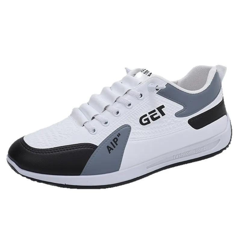 Men's Leather Slip-On Sneakers Breathable Casual Walking Shoes Lightweight Thick Sole Sports Running Shoes for Spring, Forrest Gump Style thumbnail 5