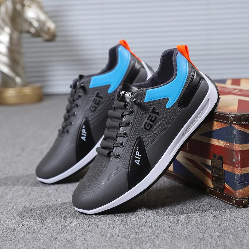 Men's Leather Slip-On Sneakers Breathable Casual Walking Shoes Lightweight Thick Sole Sports Running Shoes for Spring, Forrest Gump Style thumbnail 4