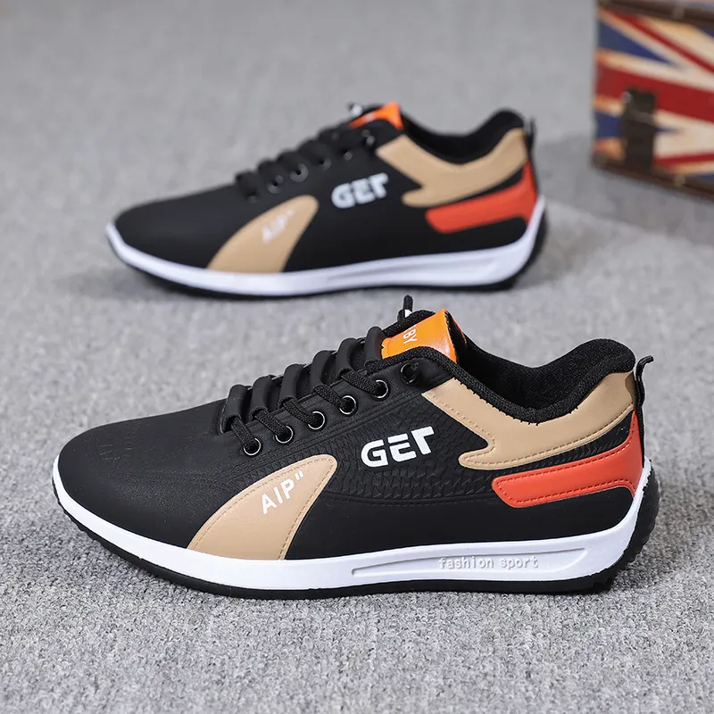 Men's Leather Slip-On Sneakers Breathable Casual Walking Shoes Lightweight Thick Sole Sports Running Shoes for Spring, Forrest Gump Style thumbnail 6