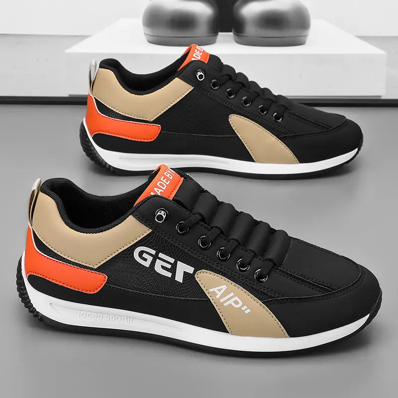 Men's Leather Slip-On Sneakers Breathable Casual Walking Shoes Lightweight Thick Sole Sports Running Shoes for Spring, Forrest Gump Style thumbnail 3