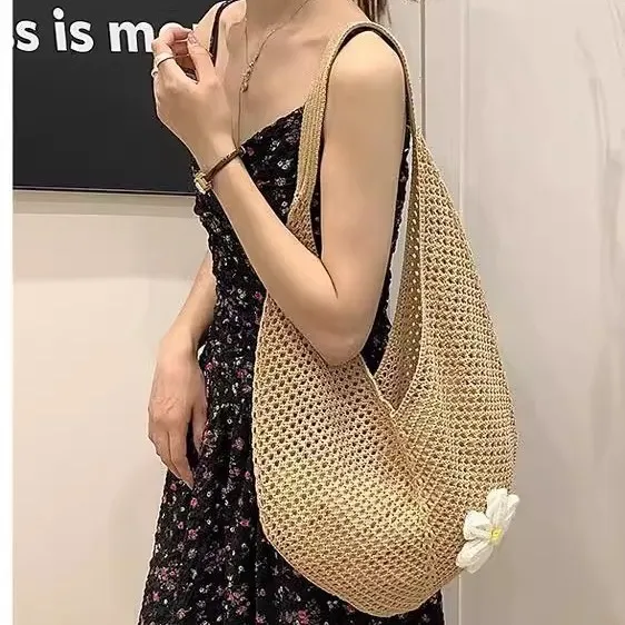 Women's Large Capacity Woven Straw Tote Bag - Versatile Shoulder Bag for Beach, Vacation, Commuting - 2024 Fashion thumbnail 1