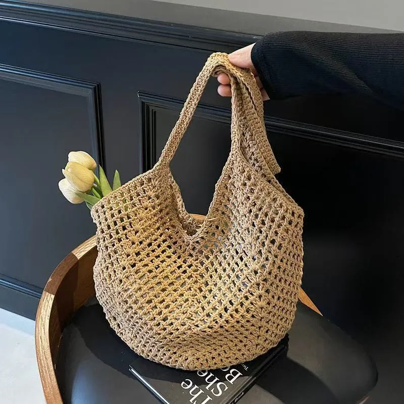 Women's Large Capacity Woven Straw Tote Bag - Versatile Shoulder Bag for Beach, Vacation, Commuting - 2024 Fashion thumbnail 10