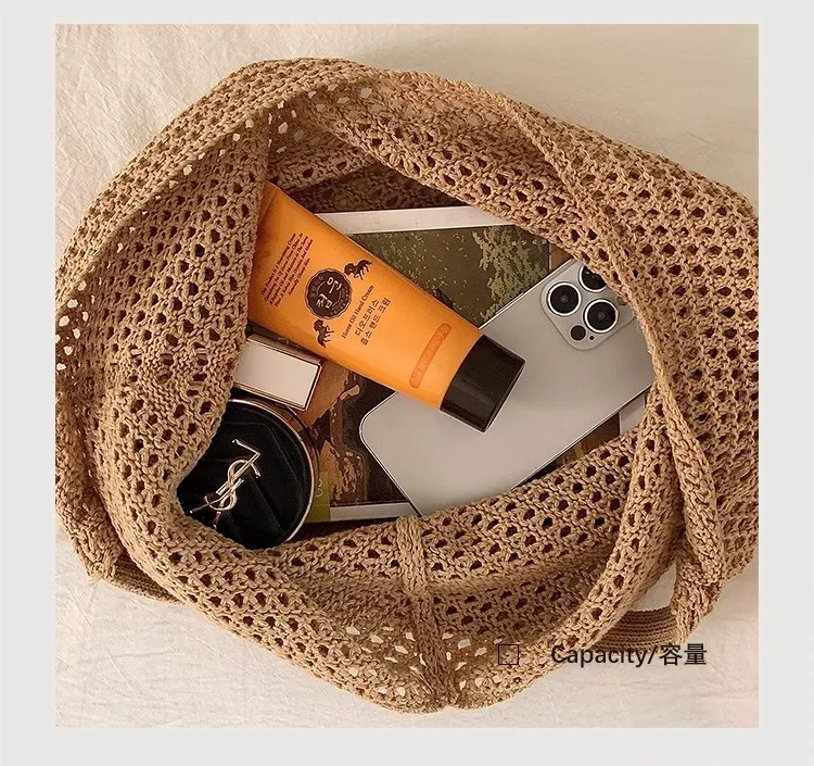 Women's Large Capacity Woven Straw Tote Bag - Versatile Shoulder Bag for Beach, Vacation, Commuting - 2024 Fashion showcase 6