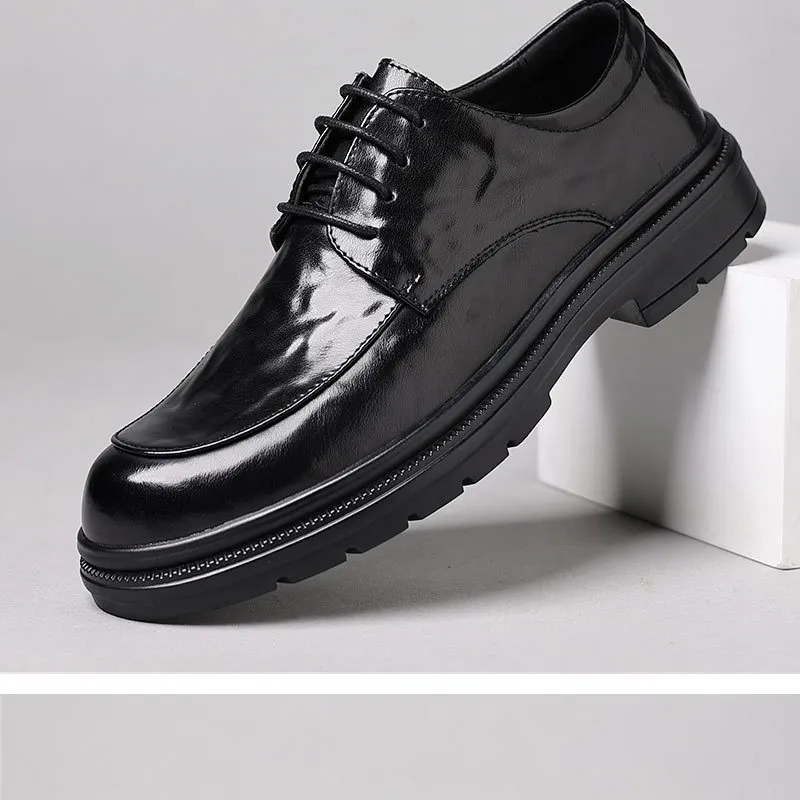 Men's Genuine Leather Dress Shoes Hand-Scratched Formal Business Casual Commuter Office Soft Sole Wedding Groom Shoes showcase 7