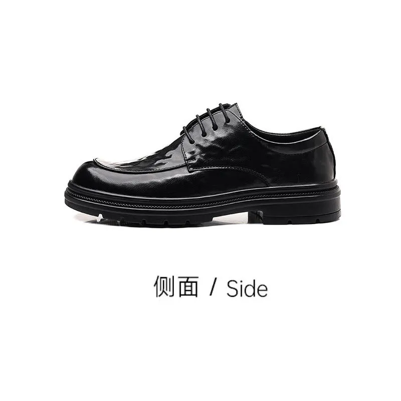 Men's Genuine Leather Dress Shoes Hand-Scratched Formal Business Casual Commuter Office Soft Sole Wedding Groom Shoes showcase 17