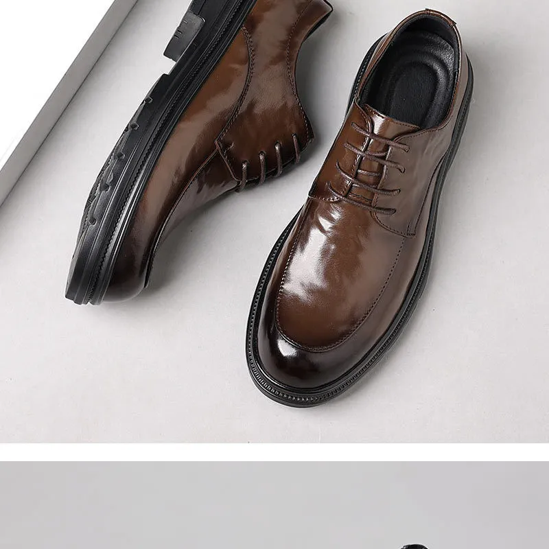 Men's Genuine Leather Dress Shoes Hand-Scratched Formal Business Casual Commuter Office Soft Sole Wedding Groom Shoes showcase 6
