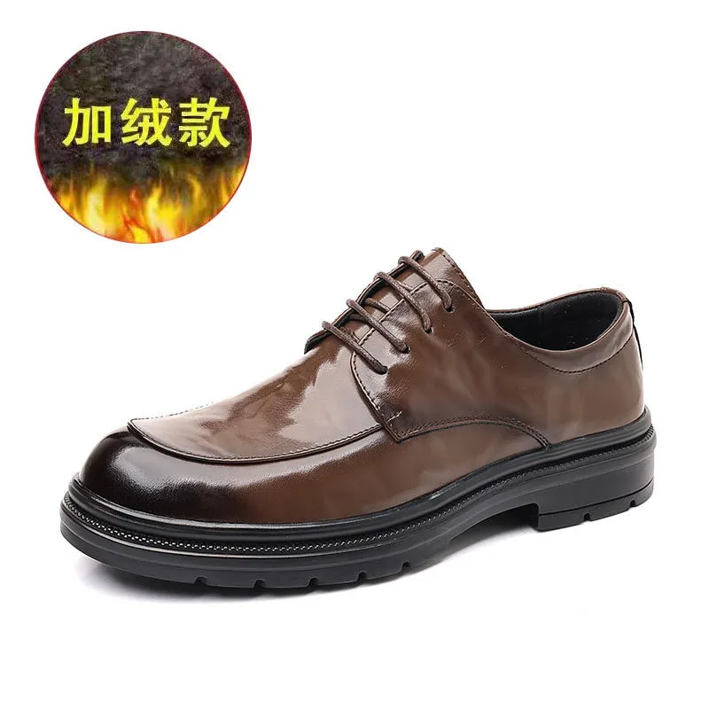 Men's Genuine Leather Dress Shoes Hand-Scratched Formal Business Casual Commuter Office Soft Sole Wedding Groom Shoes thumbnail 10