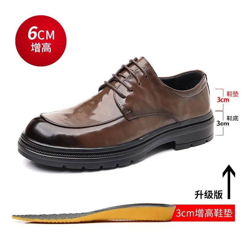 Men's Genuine Leather Dress Shoes Hand-Scratched Formal Business Casual Commuter Office Soft Sole Wedding Groom Shoes thumbnail 7