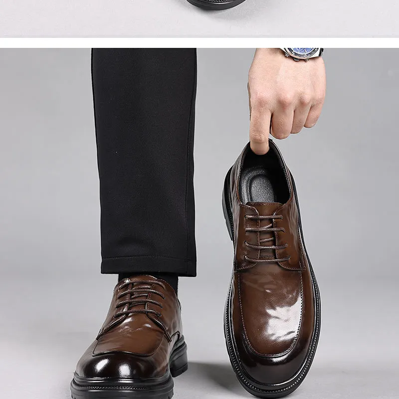 Men's Genuine Leather Dress Shoes Hand-Scratched Formal Business Casual Commuter Office Soft Sole Wedding Groom Shoes showcase 12