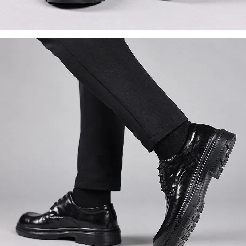 Men's Genuine Leather Dress Shoes Hand-Scratched Formal Business Casual Commuter Office Soft Sole Wedding Groom Shoes showcase 13
