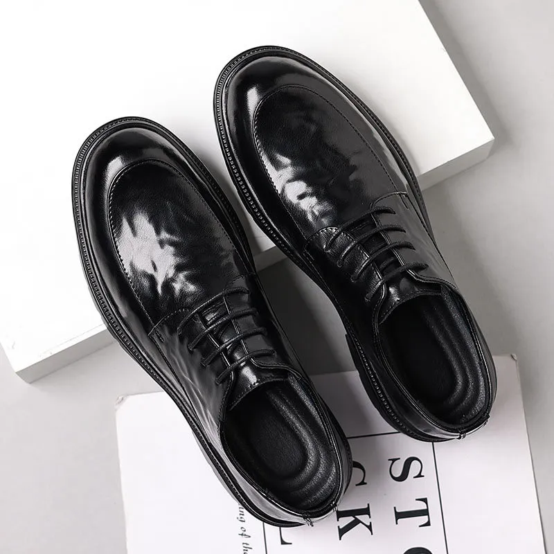 Men's Genuine Leather Dress Shoes Hand-Scratched Formal Business Casual Commuter Office Soft Sole Wedding Groom Shoes thumbnail 2