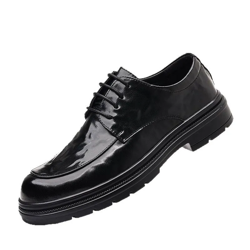Men's Genuine Leather Dress Shoes Hand-Scratched Formal Business Casual Commuter Office Soft Sole Wedding Groom Shoes thumbnail 5