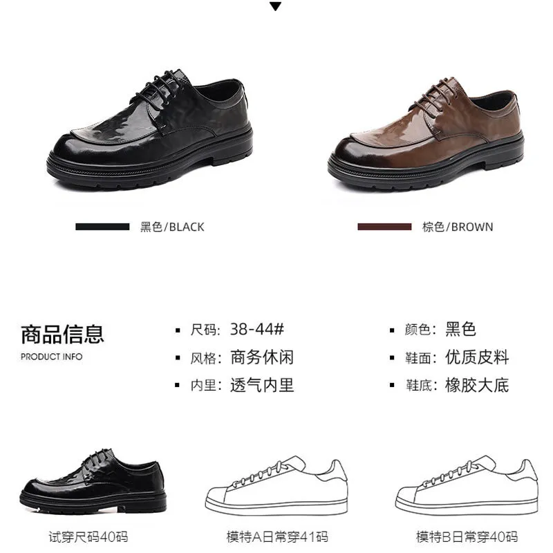 Men's Genuine Leather Dress Shoes Hand-Scratched Formal Business Casual Commuter Office Soft Sole Wedding Groom Shoes showcase 19