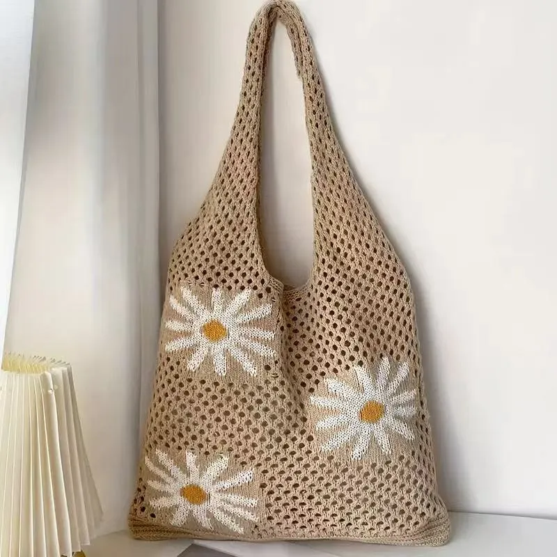 Women's Hollow Hand-Woven Straw Beach Bag - Large Capacity Summer Casual Shoulder Bag for Seaside Vacation, Lazy Style Tote thumbnail 8