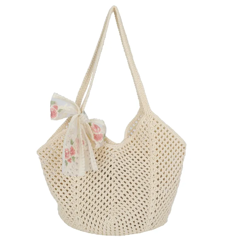 Women's Hollow Hand-Woven Straw Beach Bag - Large Capacity Summer Casual Shoulder Bag for Seaside Vacation, Lazy Style Tote thumbnail 5