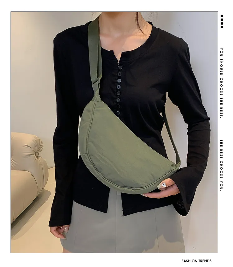 Women's Crossbody Dumpling Bag, Trendy Travel Shoulder Bag with Silk Floss Accent, Versatile All-Match Design, Spring 2024 Fashion showcase 2