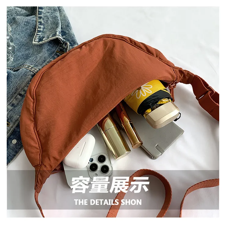 Women's Crossbody Dumpling Bag, Trendy Travel Shoulder Bag with Silk Floss Accent, Versatile All-Match Design, Spring 2024 Fashion showcase 8