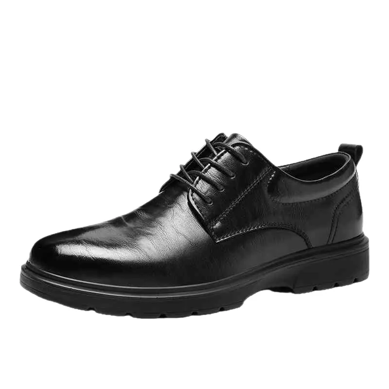 Men's Leather Dress Shoes Lace-Up British Style Thick Sole Oxford Shoes for Business, Interview, Wedding, and Formal Occasions - Comfortable and Durable thumbnail 5