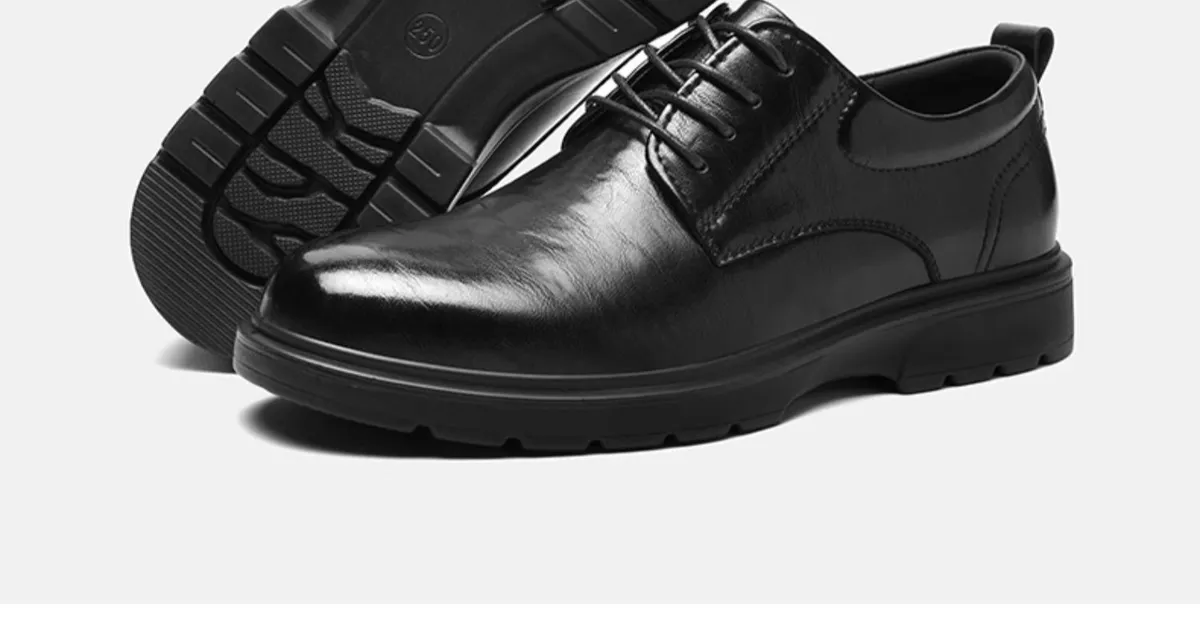 Men's Leather Dress Shoes Lace-Up British Style Thick Sole Oxford Shoes for Business, Interview, Wedding, and Formal Occasions - Comfortable and Durable showcase 6