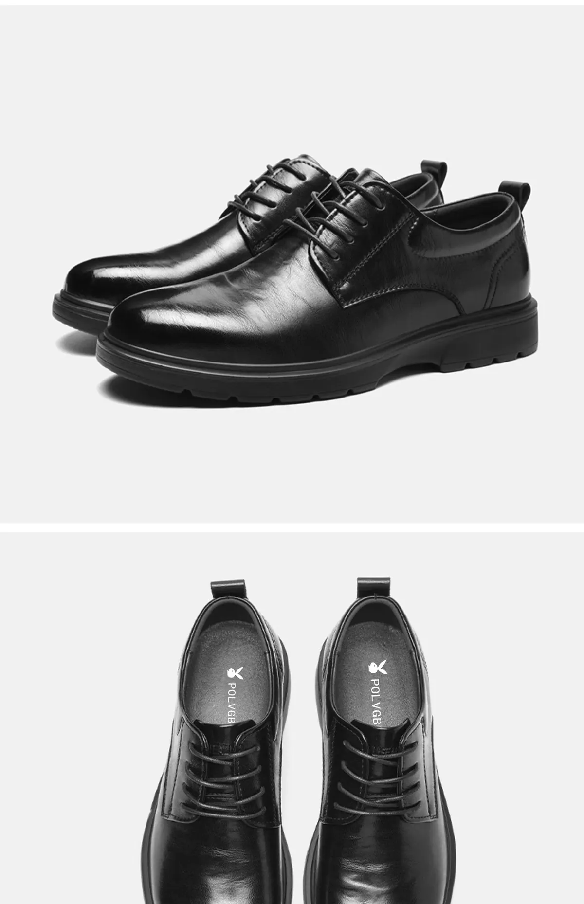 Men's Leather Dress Shoes Lace-Up British Style Thick Sole Oxford Shoes for Business, Interview, Wedding, and Formal Occasions - Comfortable and Durable showcase 8