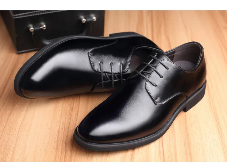 Men's Leather Business Formal Shoes - British Style Casual Trendy Large Size Wedding Work Gentleman Soft Sole Dress Shoes showcase 9