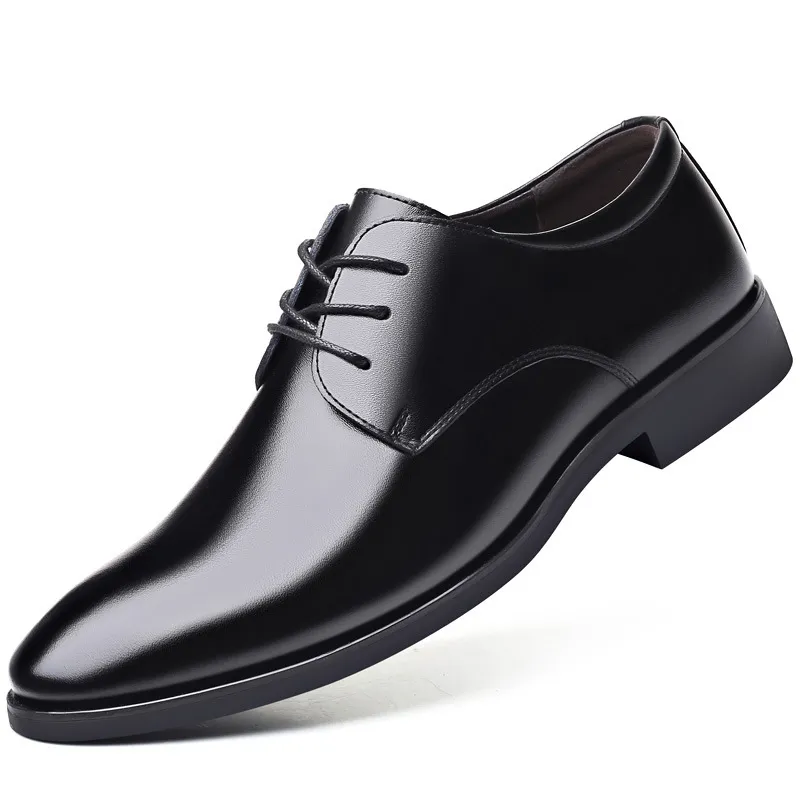 Men's Leather Business Formal Shoes - British Style Casual Trendy Large Size Wedding Work Gentleman Soft Sole Dress Shoes thumbnail 5