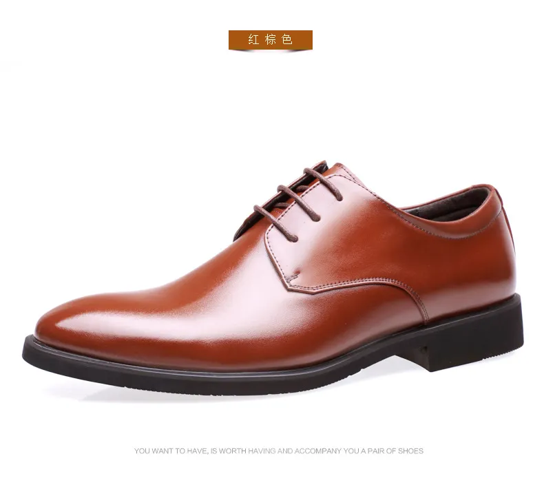Men's Leather Business Formal Shoes - British Style Casual Trendy Large Size Wedding Work Gentleman Soft Sole Dress Shoes showcase 12